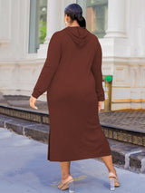 Solid color long sleeve hoodie dress - View 15 | Lwiis