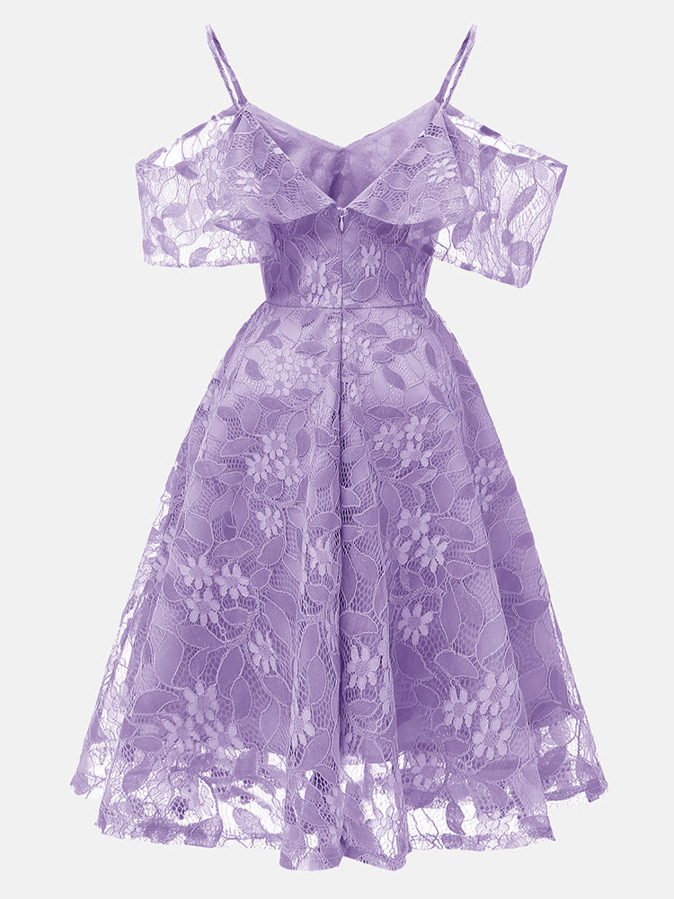 Floral Lace A-Line Midi Dress - View 18 | Lwiis