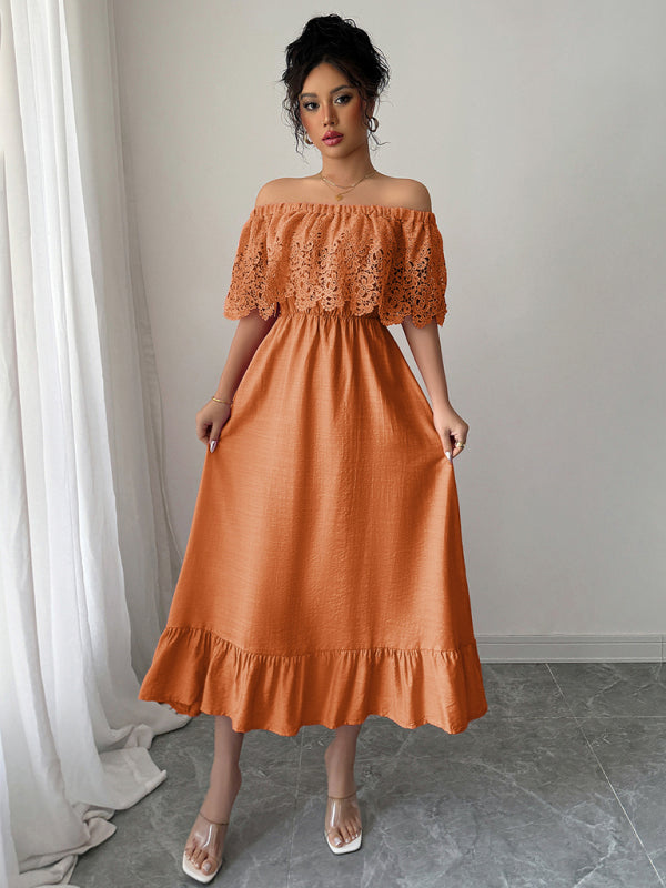 Elegant off-the-shoulder A-line maxi dress - View 9 | Lwiis