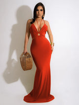Mermaid halter neck maxi dress - View 15 | Lwiis