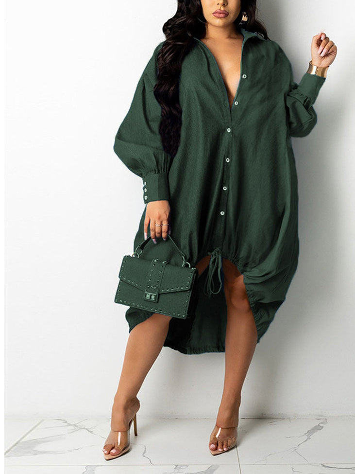 Turndown Collar Patchwork Shirt Dress - View 10 | Lwiis