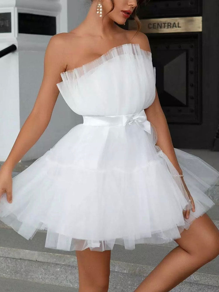 Tulle Bow Cocktail Dress - View 22 | Lwiis