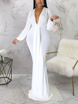 Elegant formal evening maxi dress in flowy jersey knit - View 9 | Lwiis