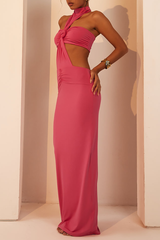 Halter neck maxi dress with twist front detail and cut-out waist - View 11 | Lwiis