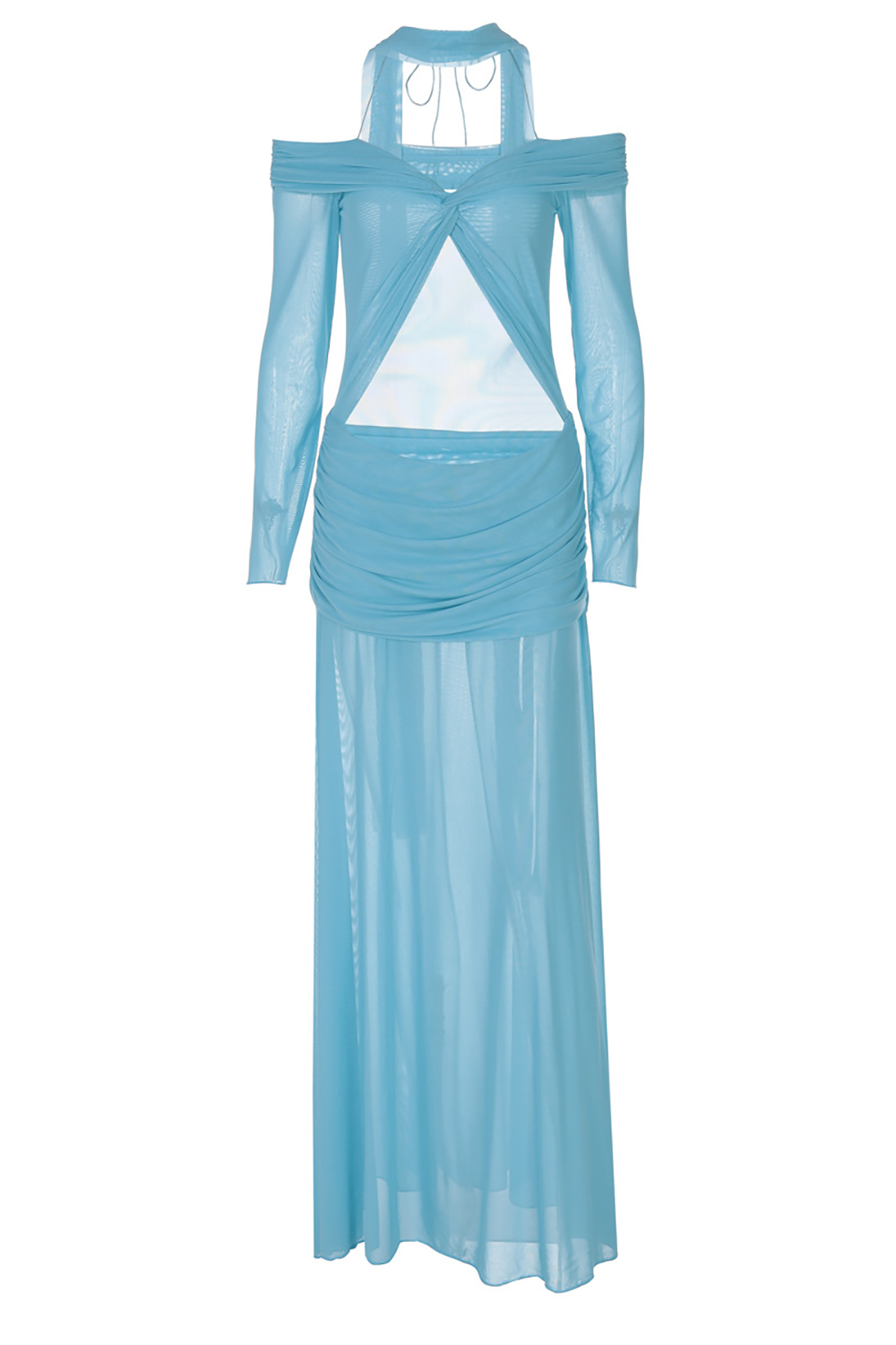 Off shoulder ruched maxi dress with long sleeves - View 9 | Lwiis