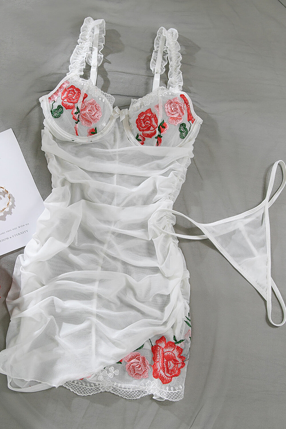 Floral mesh mini dress - View 10 | Lwiis