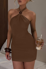 Halter Neck Mini Dress - View 7 | Lwiis