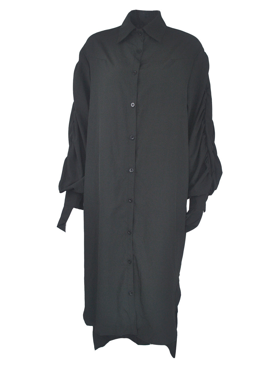 Turndown collar long sleeve shirt dress - View 8 | Lwiis