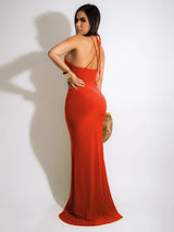 Mermaid halter neck maxi dress - View 16 | Lwiis