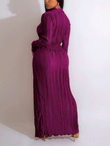 Elegant V-neck maxi dress with high slit - View 8 | Lwiis
