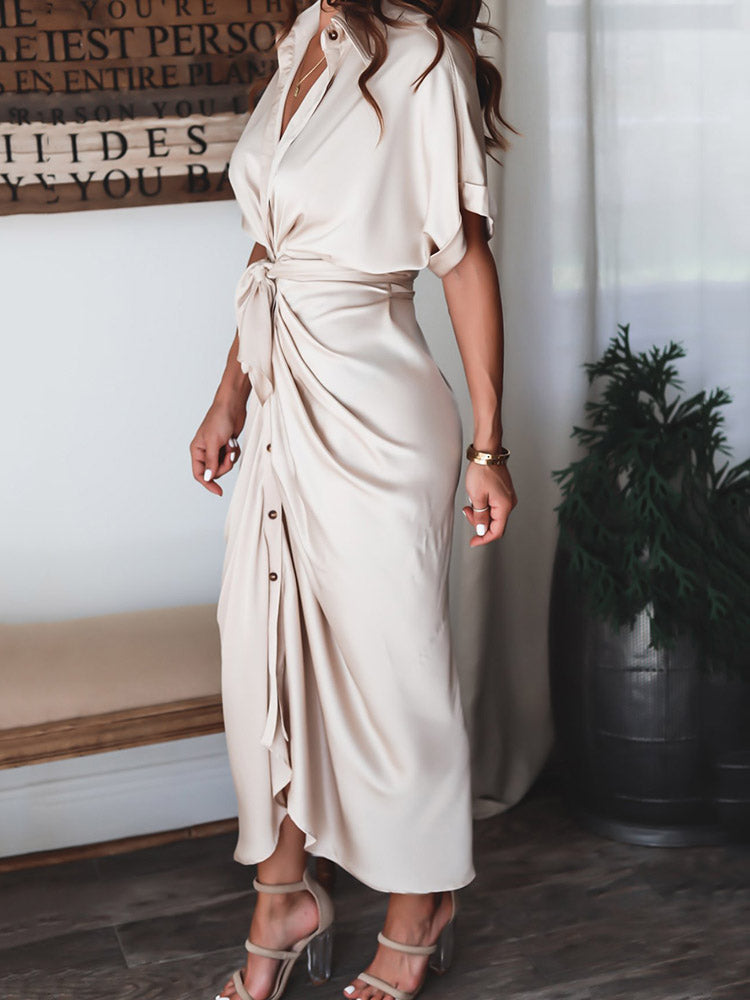 Satin button-down shirt dress - View 9 | Lwiis