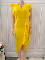 Asymmetrical Crepe Evening Dress with Keyhole Neckline - View 11 | Lwiis