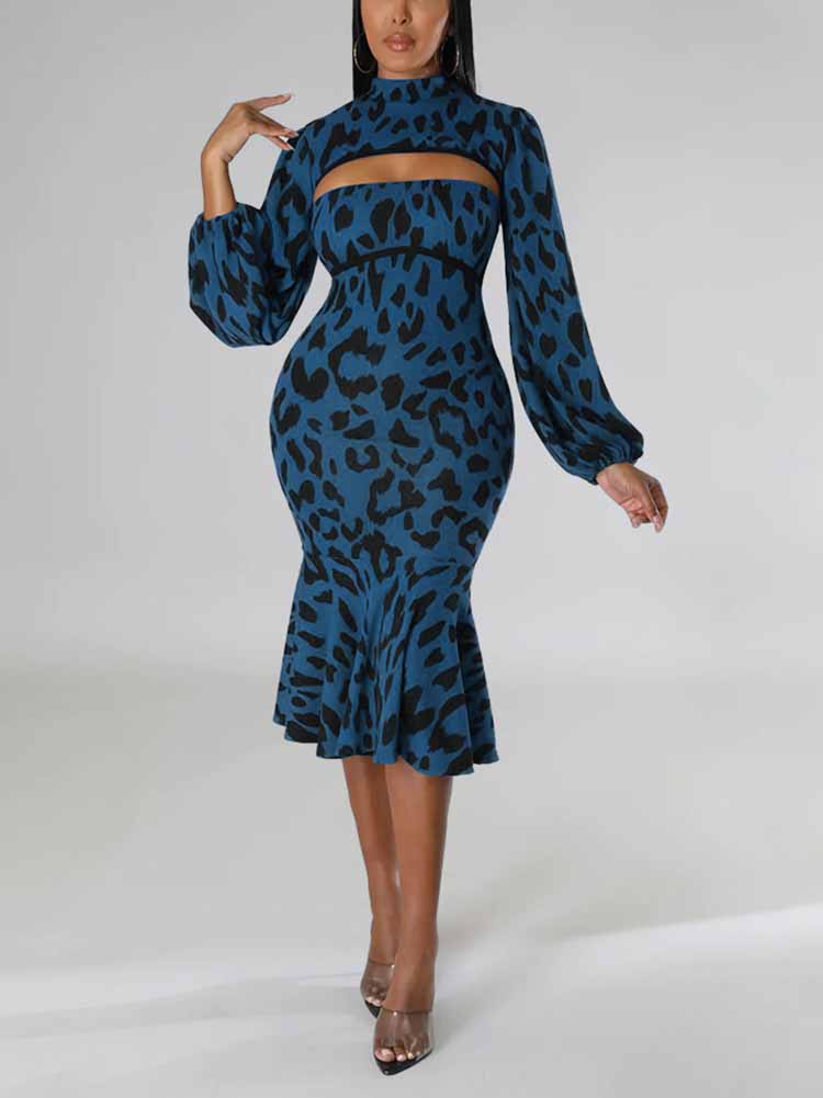 Leopard print midi dress - View 12 | Lwiis