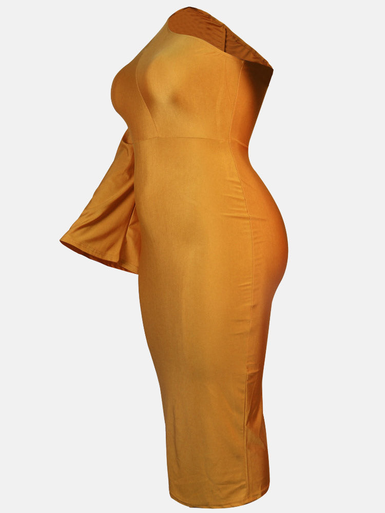 One Shoulder A-Line Midi Dress - View 21 | Lwiis