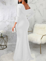 One shoulder long sleeve ruched maxi dress - View 14 | Lwiis
