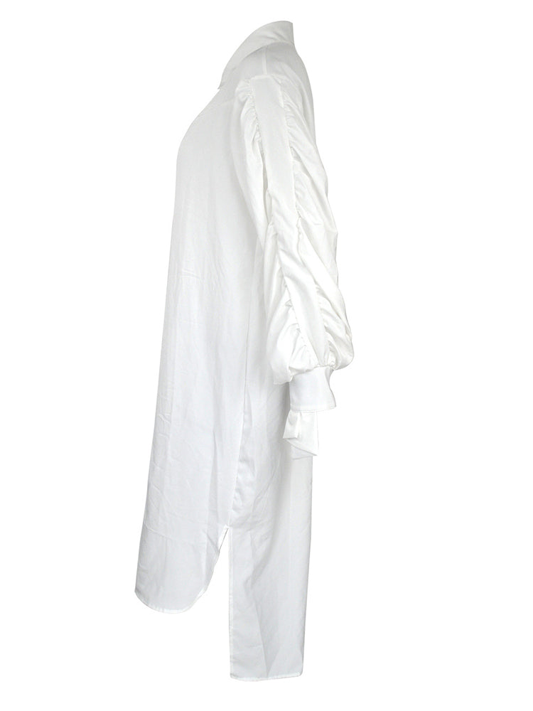 Turndown collar long sleeve shirt dress - View 15 | Lwiis