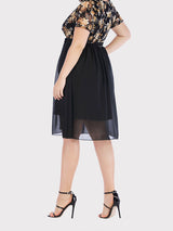 Floral Lace V-Neck Chiffon Party Dress - View 10 | Lwiis