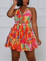 Printed Cutout Mini Dress - View 12 | Lwiis
