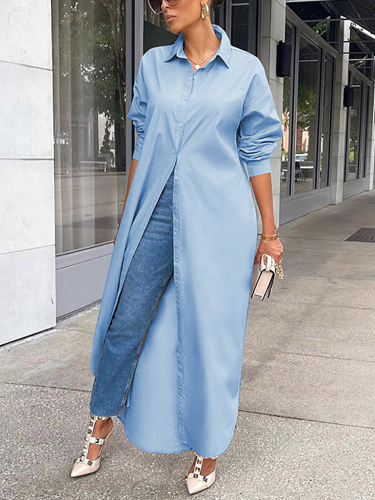 Maxi Button Shirt Dress - View 7 | Lwiis