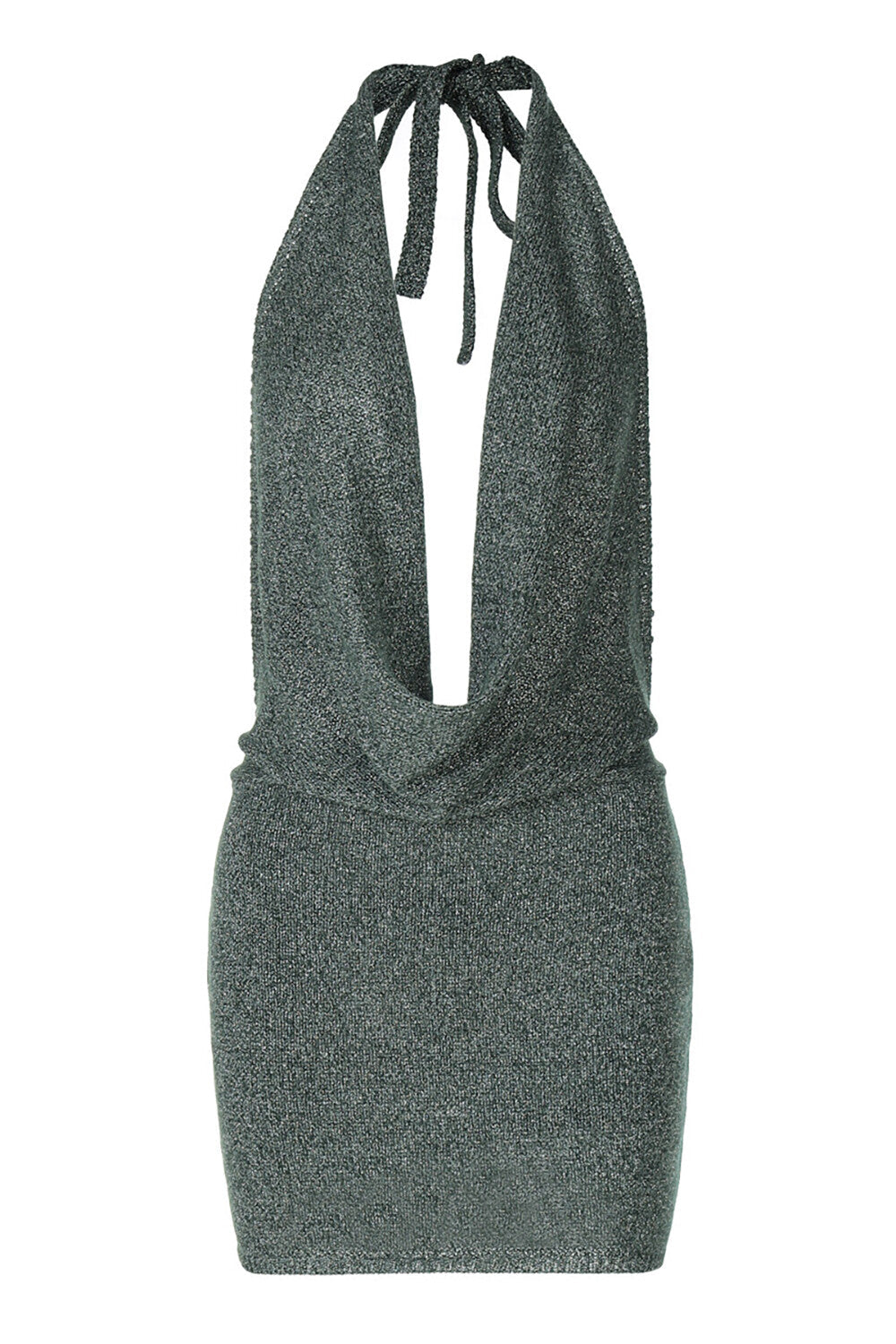 Sparkly knit halter mini dress - View 7 | Lwiis