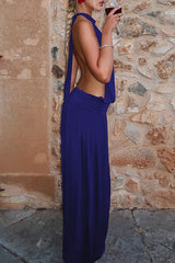 Solid Halter Neck Maxi Dress - View 10 | Lwiis