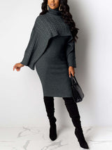 Knitted turtleneck sweater and midi dress set - View 30 | Lwiis