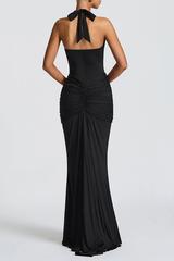 Halter neck ruched maxi dress - View 12 | Lwiis