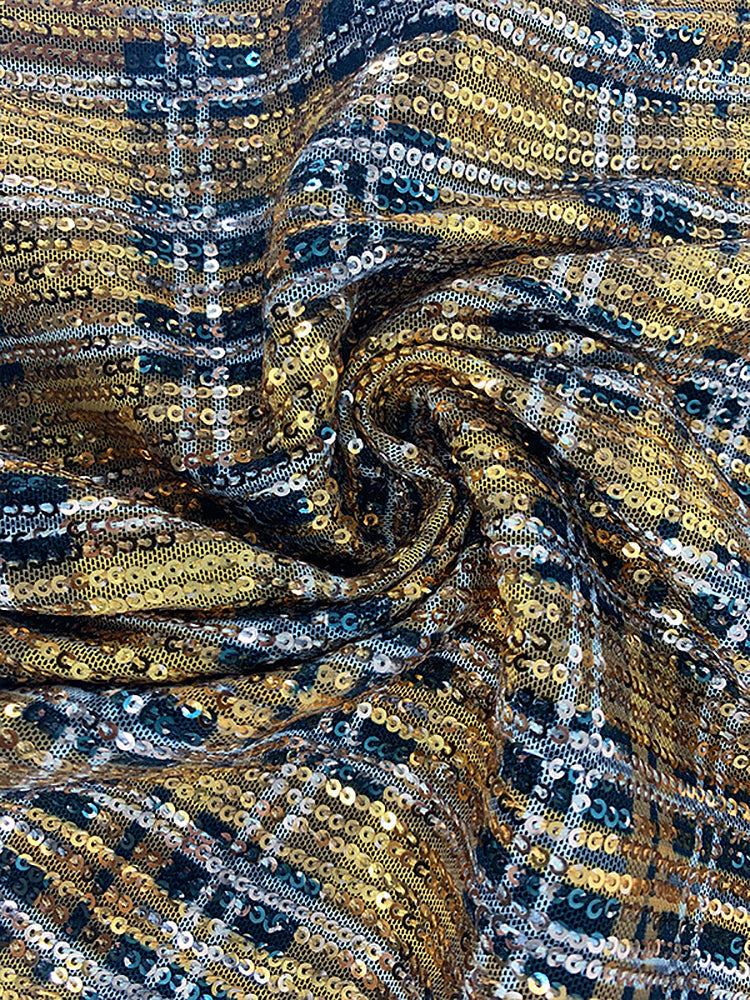 Plaid Sequin Long Sleeve Dress - View 11 | Lwiis