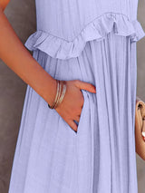 Tiered Ruffle Maxi Dress with Pockets - View 27 | Lwiis
