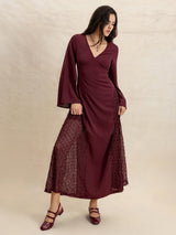 Long Sleeve Lace Midi Dress - View 8 | Lwiis