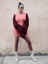 Patchwork Ruffle Sleeve Dress - View 19 | Lwiis