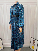 Leopard print midi dress with bow neck and long sleeves - View 6 | Lwiis