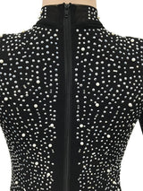 Sequin party dress with rhinestone embellishments and mesh sleeves - View 7 | Lwiis