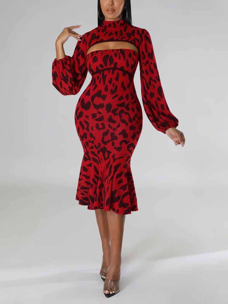 Leopard print midi dress - View 16 | Lwiis