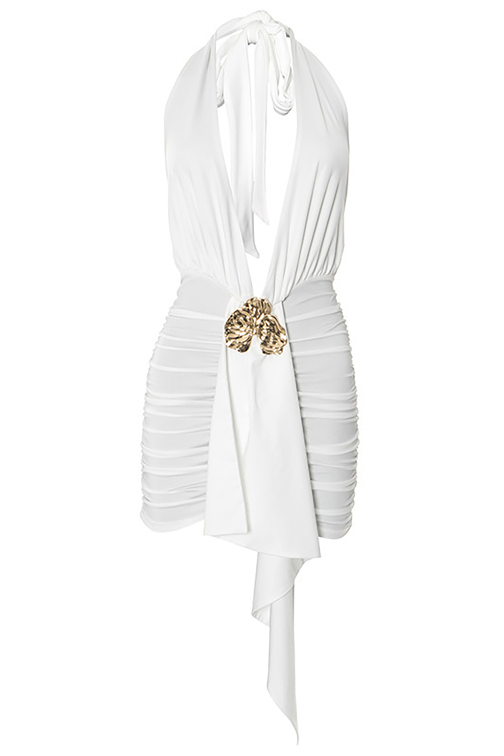 Halter neck mini dress with ruched detail - View 9 | Lwiis