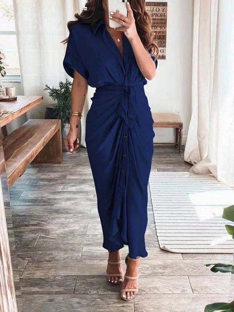 Satin button-down shirt dress - View 14 | Lwiis