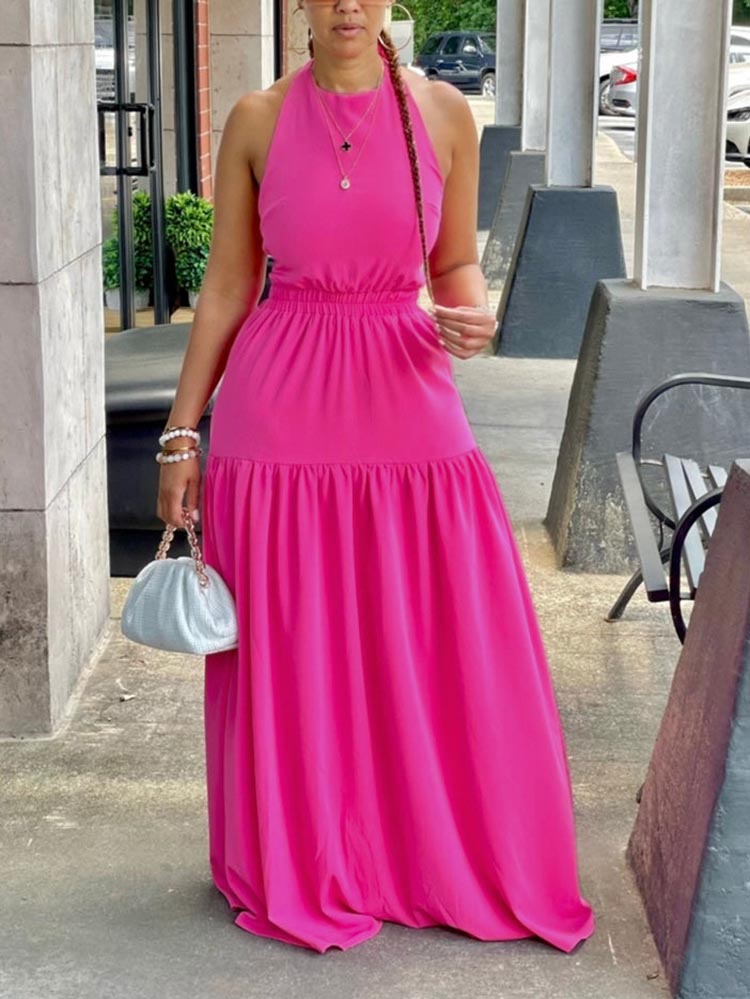 Halter Neck Maxi Dress - View 10 | Lwiis