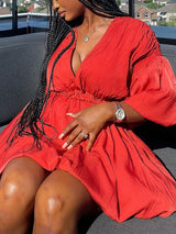 Solid Puff Sleeve Mini Dress - View 10 | Lwiis