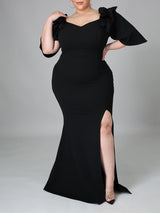Elegant mermaid party dress with ruffle off-shoulder neckline - View 13 | Lwiis