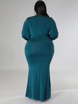 Mermaid maxi dress with V-neck and puff sleeves - View 7 | Lwiis
