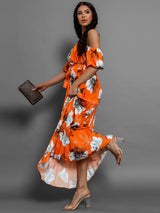 Floral Off-Shoulder Midi Dress - View 20 | Lwiis