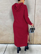 Hooded maxi dress with pockets - View 7 | Lwiis