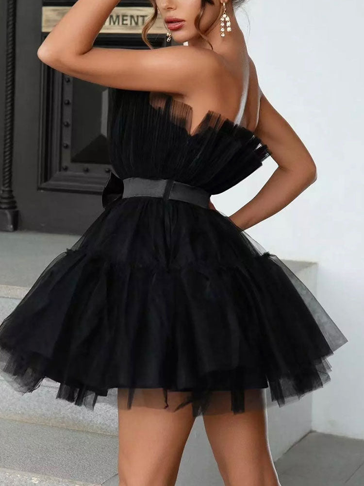 Tulle Bow Cocktail Dress - View 19 | Lwiis