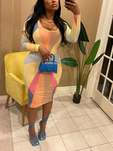 Ribbed Long Sleeve Midi Dress - View 6 | Lwiis
