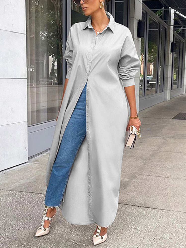 Maxi Button Shirt Dress - View 11 | Lwiis