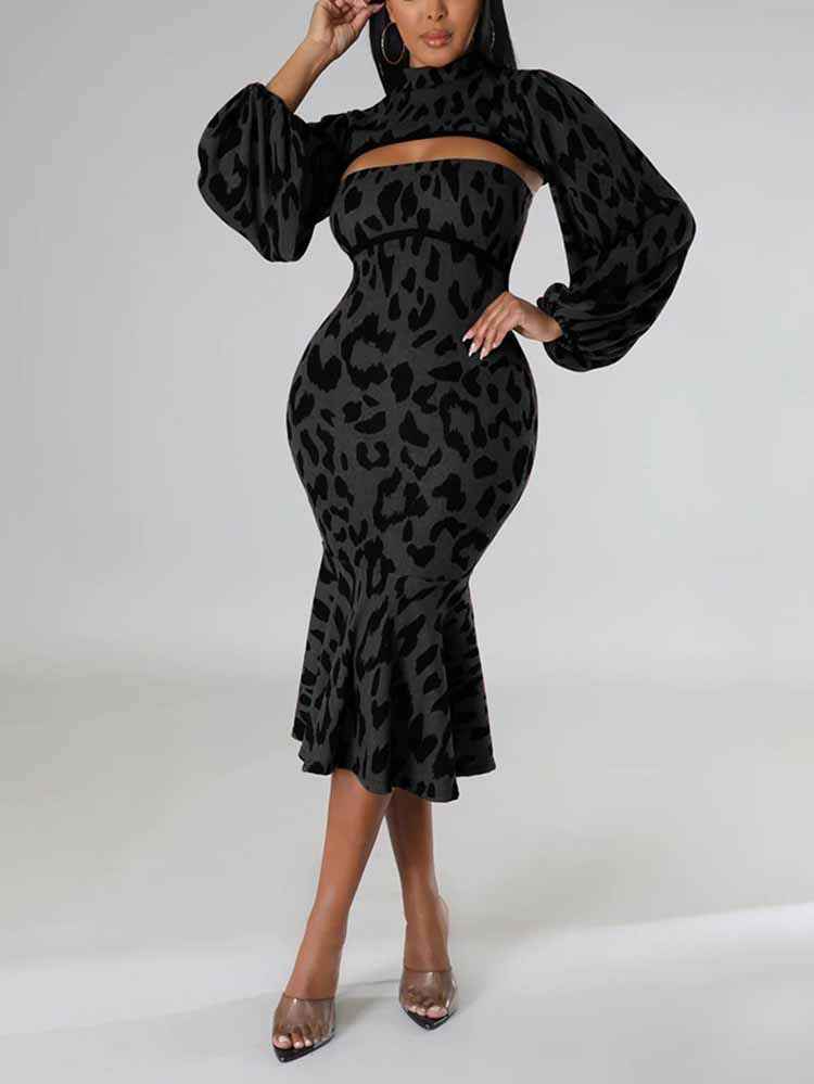 Leopard print midi dress - View 22 | Lwiis