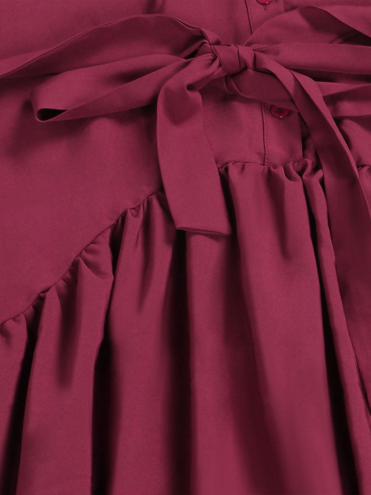 Plus size ruffled maxi dress with belt - View 15 | Lwiis