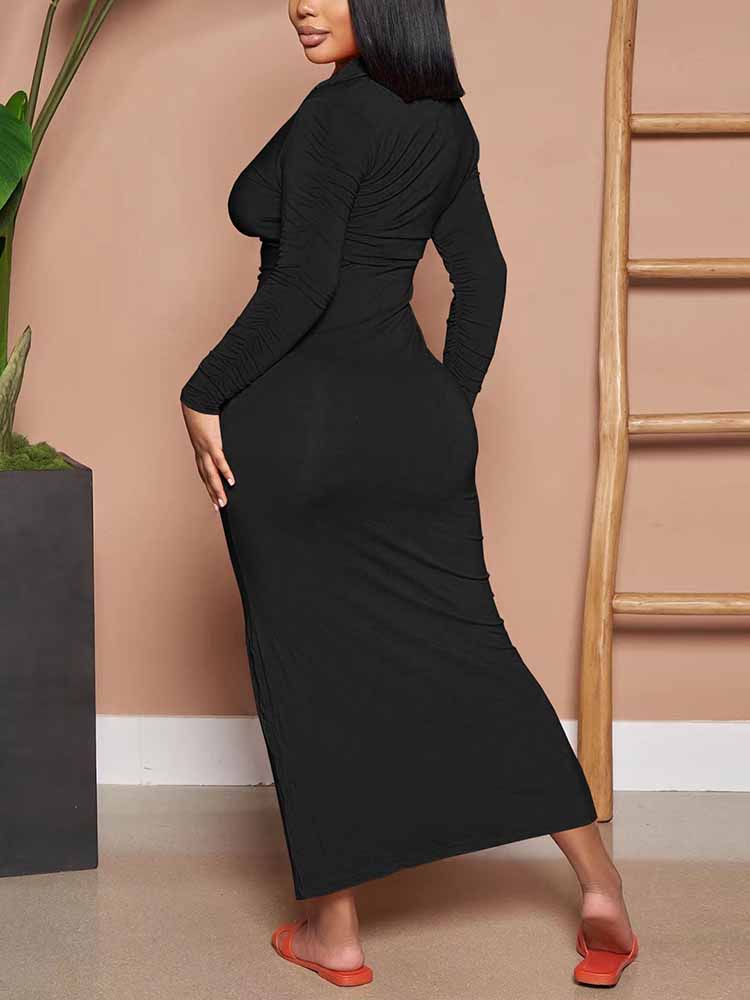 Collared Button Down Maxi Dress - View 8 | Lwiis