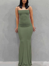 Fitted spaghetti strap maxi dress - View 12 | Lwiis