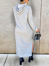 Hooded maxi dress with pockets - View 9 | Lwiis